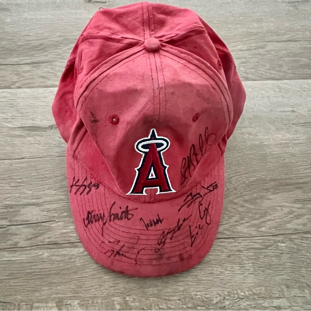 Vintage Signed Photograph Angels MLB Hat Cap one size Red